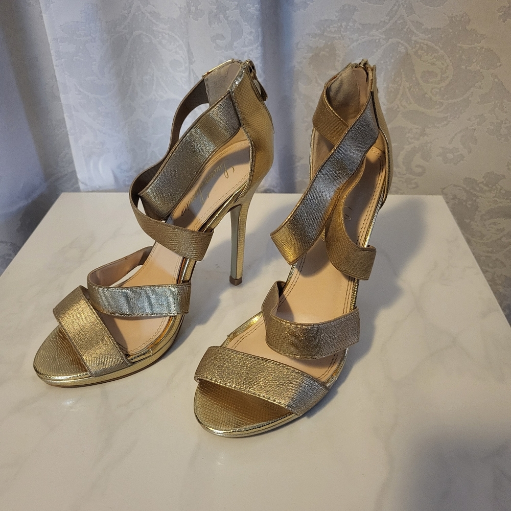 Lauren Lorraine Stiletto Evening Women High Heels Shoes, Size 8, Gold, Party - Picture 3 of 15